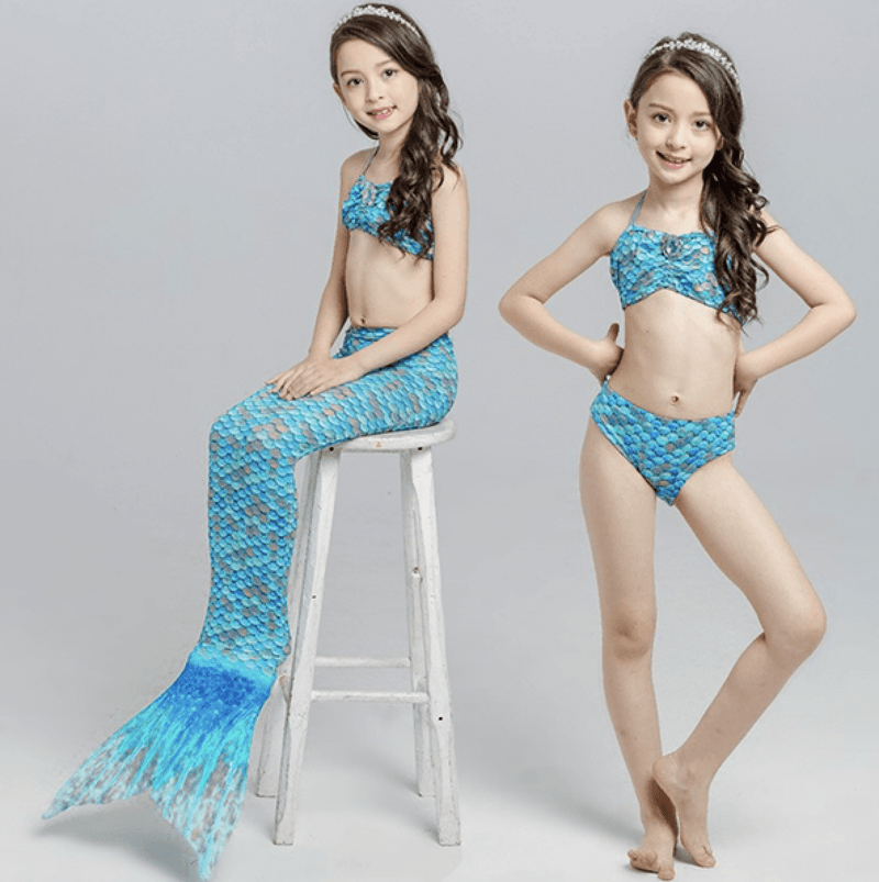 3 Piece Kids Mermaid Bikini Blue | JP02 Iconix 