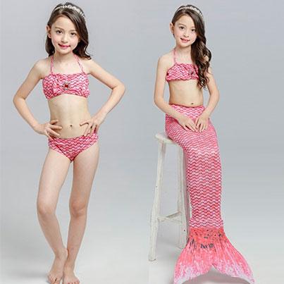 3 Piece Kids Mermaid Bikini Pink | JP04 Iconix 
