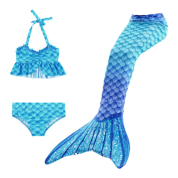 3 Piece Kids Ocean Blue Mermaid Bikini | GB14 mermaid swimsuits Iconix 