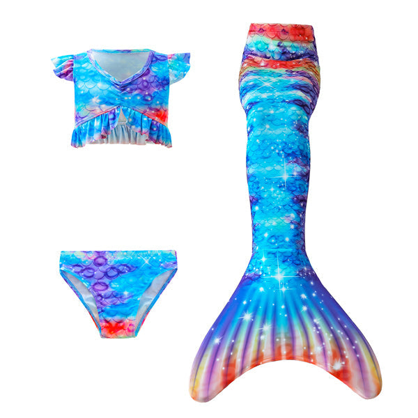 3 Piece Kids Ocean Coral Mermaid Bikini | KH04 mermaid swimsuits Iconix 