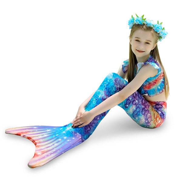 3 Piece Kids Ocean Coral Mermaid Bikini | KH04 mermaid swimsuits Iconix 