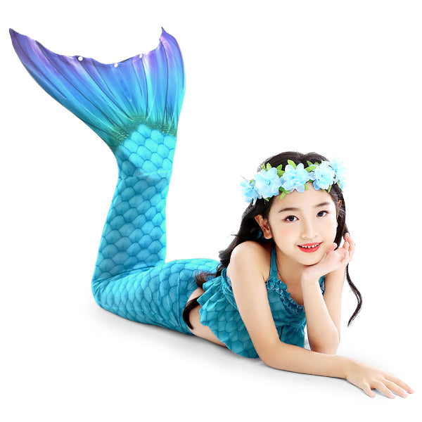 3 Piece Kids Ocean Turquoise Mermaid Bikini | GB19 mermaid swimsuits Iconix 