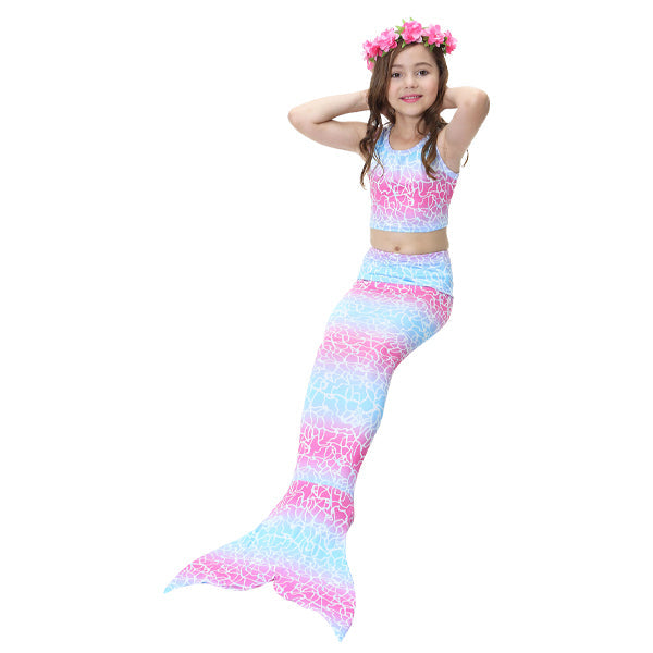 3 Piece Kids Pastel Pink and Blue Mermaid Bikini | JP85 mermaid swimsuits Iconix 