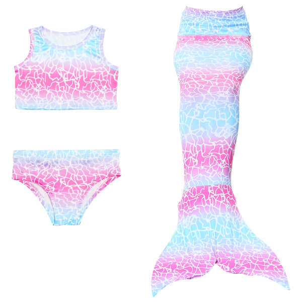 3 Piece Kids Pastel Pink and Blue Mermaid Bikini | JP85 mermaid swimsuits Iconix 