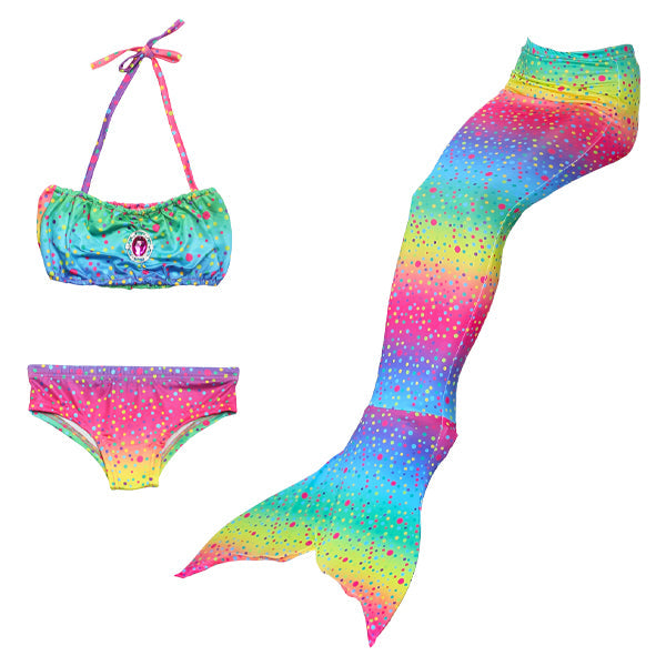 3 Piece Kids Rainbow Mermaid Bikini | GB04 mermaid swimsuits Iconix 