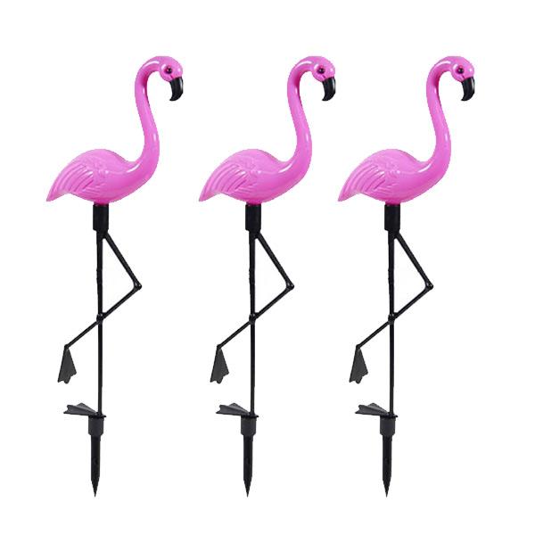 3 Piece Solar Flamingo Standing Lights Outdoor Iconix 