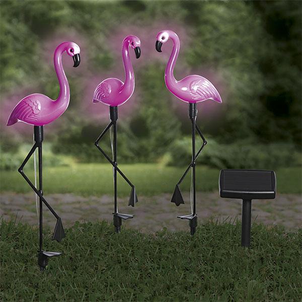3 Piece Solar Flamingo Standing Lights Outdoor Iconix 