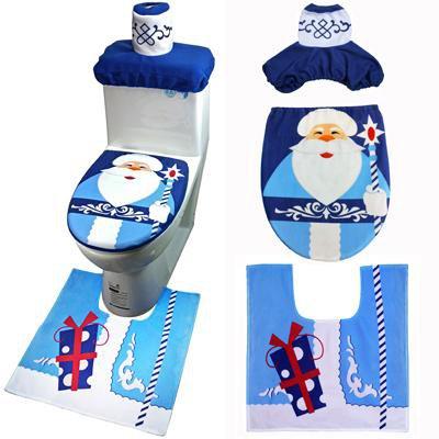 3pcs Christmas Bathroom Decoration,Toilet seat Décor-Blue Santa Party & Fun Iconix 