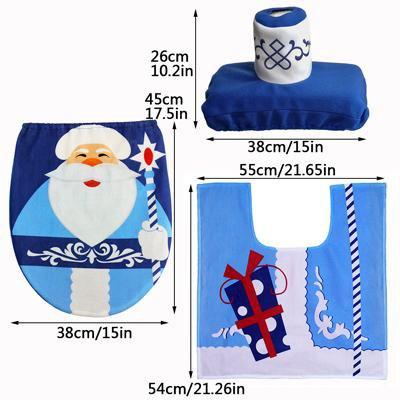 3pcs Christmas Bathroom Decoration,Toilet seat Décor-Blue Santa Party & Fun Iconix 