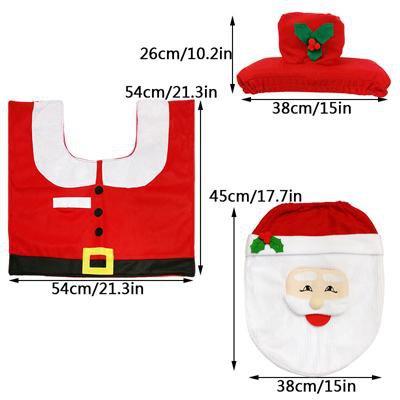 3pcs Christmas Bathroom Decoration,Toilet seat Décor-Red Smile Santa Party & Fun Iconix 
