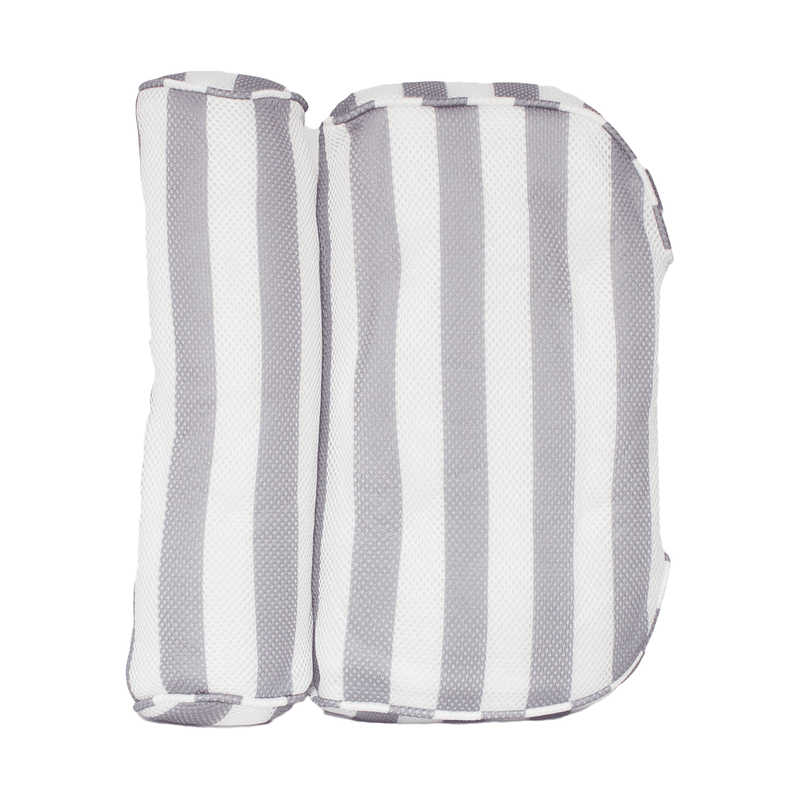 4D Mesh Bath Pillow with 6 Suction Cups – Grey and White Stripe Bedroom Decor Iconix 