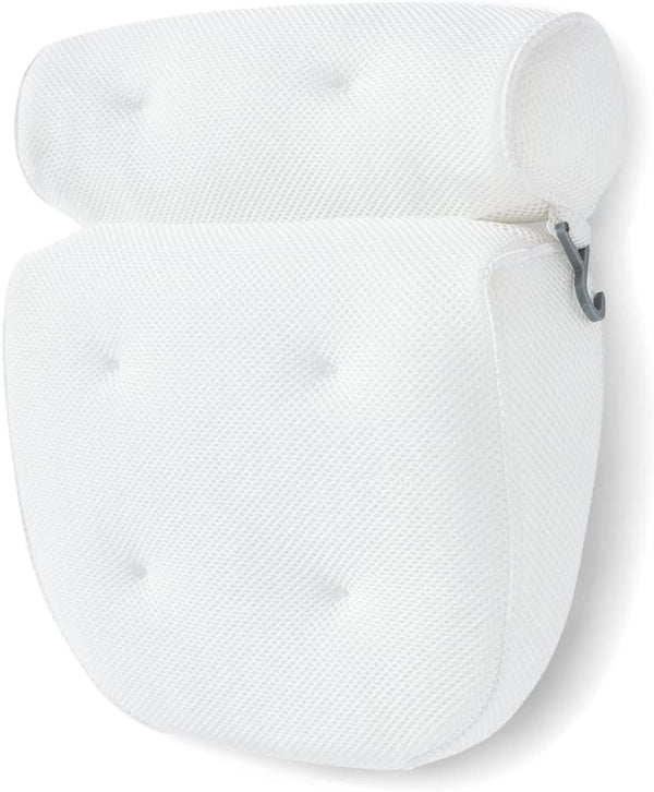 4D Mesh Bath Pillow with 6 Suction Cups – White Bedroom Decor Iconix 