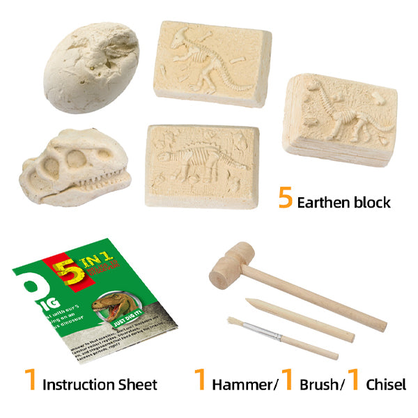 5-in-1 Junior Archaeology Dig Kit - Dino Skeleton Digging Kits Iconix 