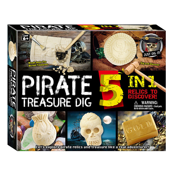 5-in-1 Junior Archaeology Dig Kit - Pirate Treasure Digging Kits Iconix 