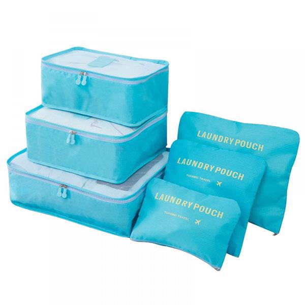 6 Pieces Travel Luggage Organiser Set Storage & Organization Iconix Blue 
