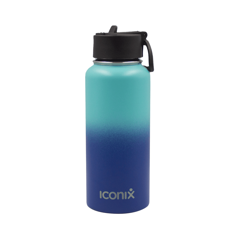 Iconix Blue Ombre Stainless Steel Hot and Cold Flask - Straw Lid