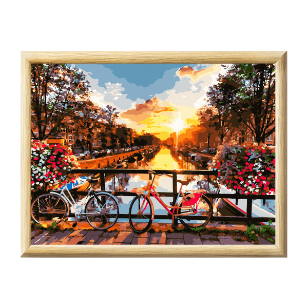 Adult Paint by Numbers with Frame - Amsterdam Canals Paint By Numbers With Frame Iconix 