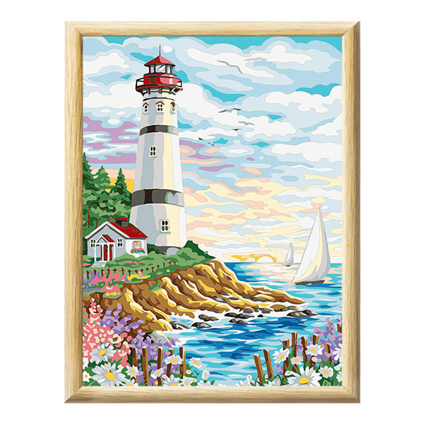 Adult Paint by Numbers with Frame - Lighthouse Paint By Numbers With Frame Iconix 