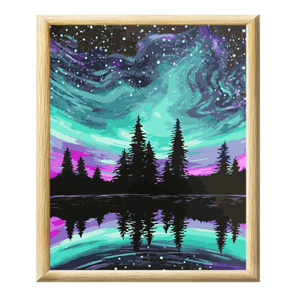 Adult Paint by Numbers with Frame - Northern Lights Loving Paint By Numbers With Frame Iconix 