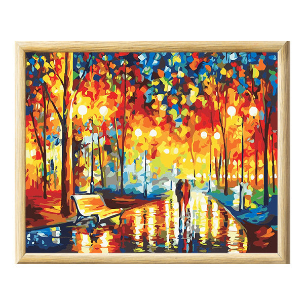 Adult Paint by Numbers with Frame - Rainy Day Strolling Paint By Numbers With Frame Iconix 