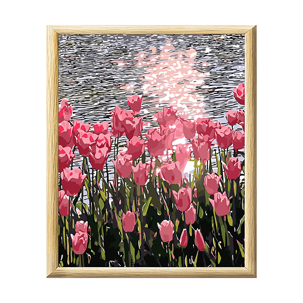 Adult Paint by Numbers with Frame - Tulip Fields Paint By Numbers With Frame Iconix 