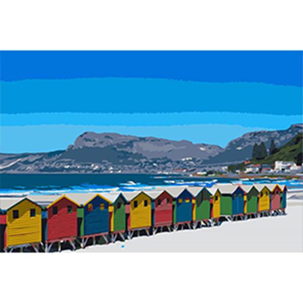 Adult Painting by Numbers - Muizenberg Beach Huts Adult Painting by Numbers Iconix M 