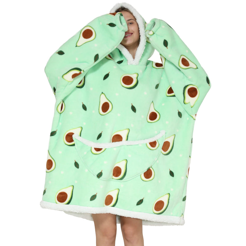 Adults Avocado Oversized Plush Blanket Hoodie Adult Blanket Hoodies Iconix 