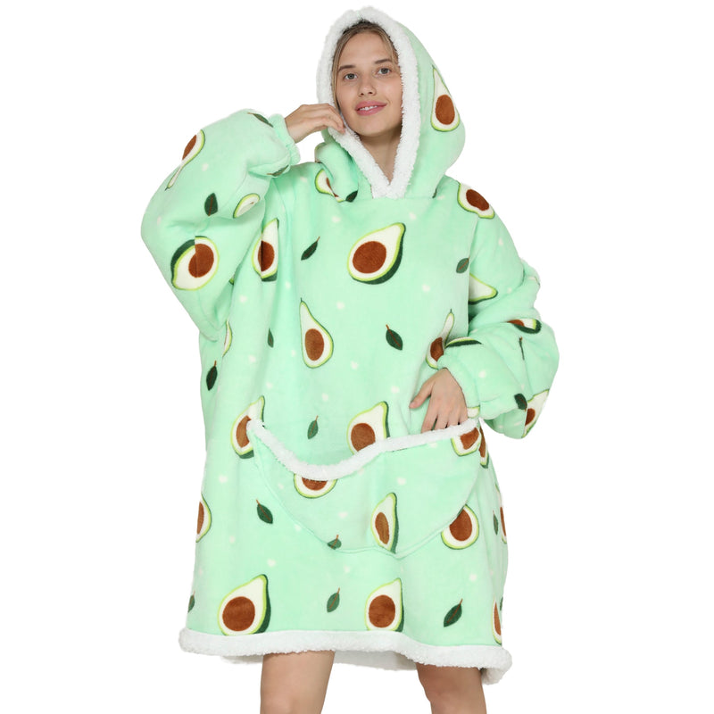 Adults Avocado Oversized Plush Blanket Hoodie Adult Blanket Hoodies Iconix 