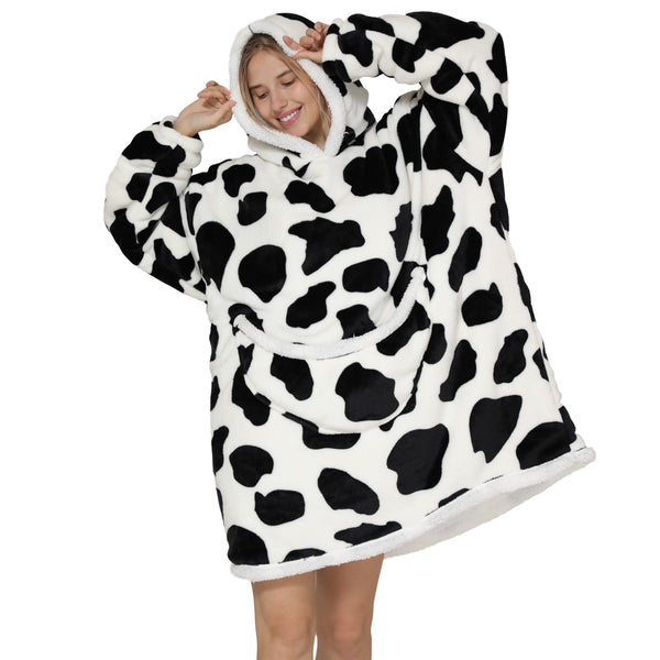Adults Cheeky Cow Oversized Plush Blanket Hoodie Adult Blanket Hoodies Iconix 