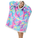 Adults Cosmic Pink Unicorn Oversized Plush Blanket Hoodie Adult Blanket Hoodies Iconix 