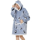 Adults Grey Boston Terrier Oversized Plush Blanket Hoodie Adult Blanket Hoodies Iconix 