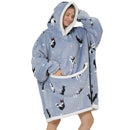Adults Grey Boston Terrier Oversized Plush Blanket Hoodie Adult Blanket Hoodies Iconix 
