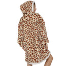 Adults Leopard Print Oversized Plush Blanket Hoodie Adult Blanket Hoodies Iconix 