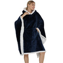 Adults Midnight Blue 2 in 1 Hooded Poncho Blanket Adult Blanket Hoodies Iconix 
