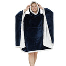Adults Midnight Blue 2 in 1 Hooded Poncho Blanket Adult Blanket Hoodies Iconix 