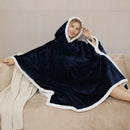 Adults Midnight Blue 2 in 1 Hooded Poncho Blanket Adult Blanket Hoodies Iconix 