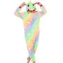 Adults Orange and Green Glow In The Dark Unicorn Onesie Adult Onesies Iconix 