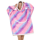 Adults Pink and Purple Oversized Plush Blanket Hoodie Adult Blanket Hoodies Iconix 