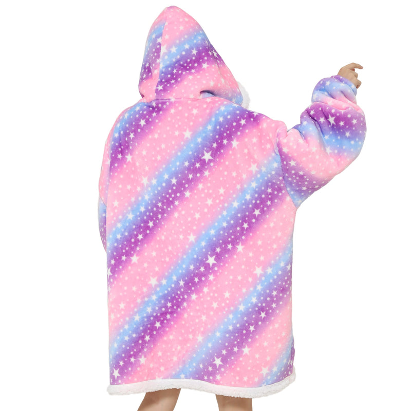 Adults Pink and Purple Oversized Plush Blanket Hoodie Adult Blanket Hoodies Iconix 