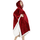 Adults Ruby Red 2 in 1 Hooded Poncho Blanket Adult Blanket Hoodies Iconix 