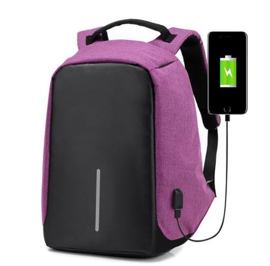 Anti-Theft Backpack with USB Charging Port Outdoor Iconix Purple 