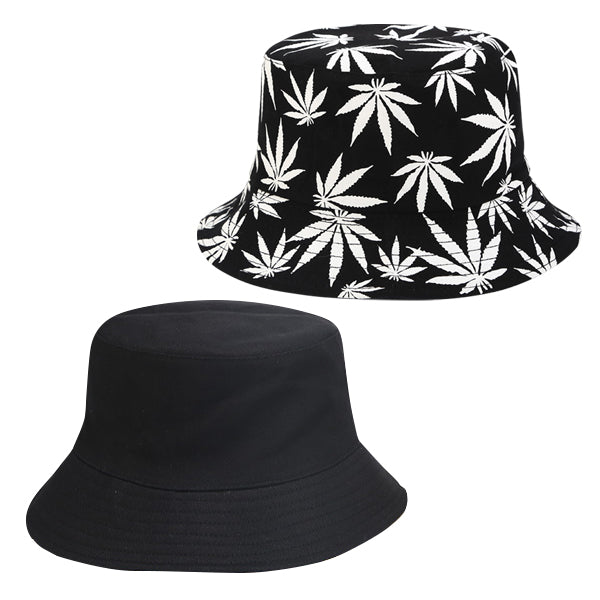 Black and White Cannabis Bucket Hat bucket hat Iconix 