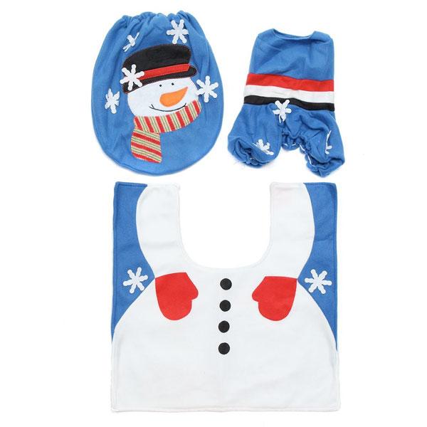 Blue Snowman Christmas Bathroom Decor | 3pc Party & Fun Iconix 
