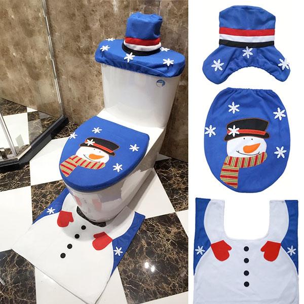 Blue Snowman Christmas Bathroom Decor | 3pc Party & Fun Iconix 