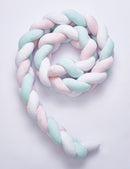 Braided Crib Protector or Cot Bumper 2M Kids Iconix Teal, White and Pink 