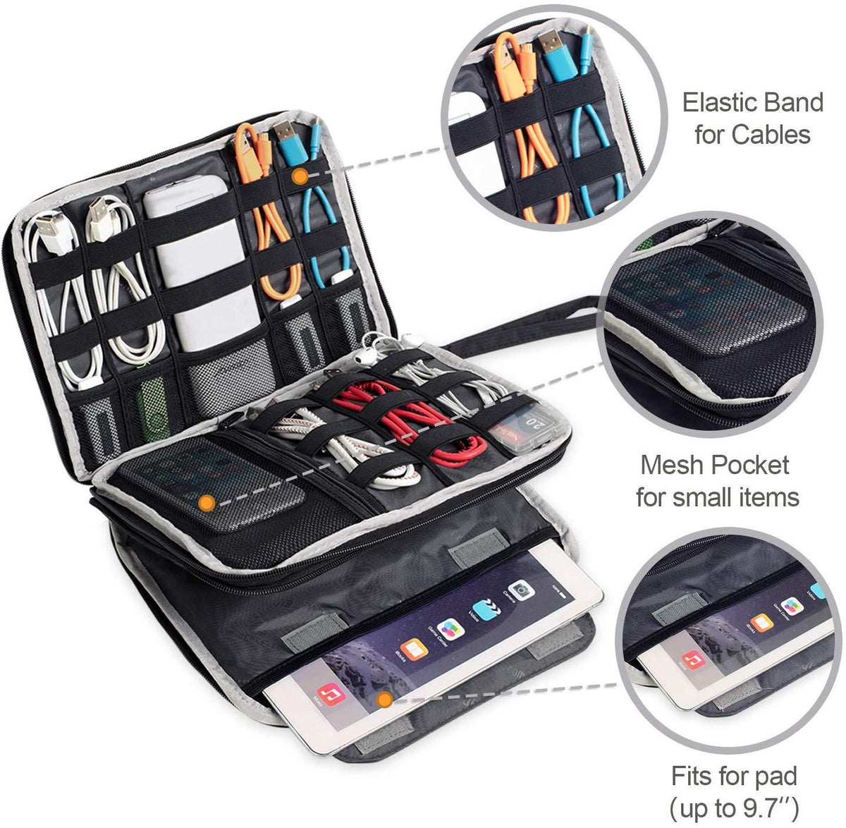 BUBM Double-Layered Travel Gadget Organiser Bag-DIO-XL