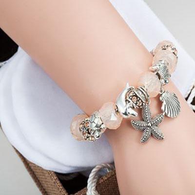 Charming Light Pink and Silver colour bracelet with Ocean Life themed charms Jewellery & Watches Iconix 