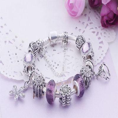 Charming Purple and Silver colour bracelet with Princess themed charms Jewellery & Watches Iconix 