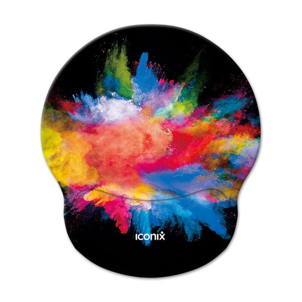 Colour Burst Mouse Pad with Gel Wrist Guard Support Mouse Pads Iconix 