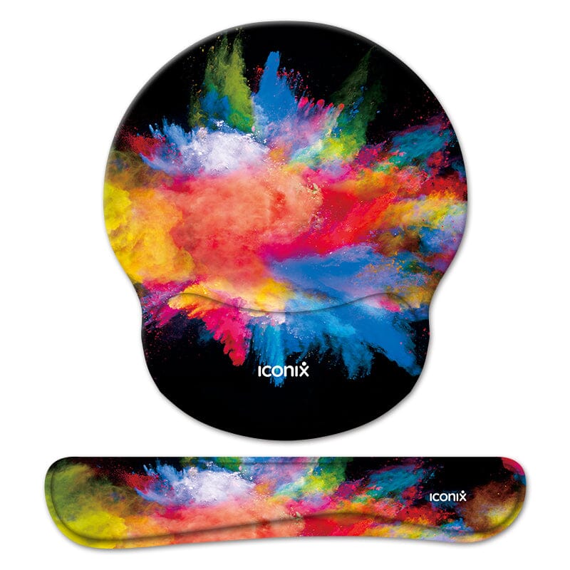 Colour Burst Mouse Pad with Wrist Support and Keyboard Wrist Support Set Mouse Pads Iconix 